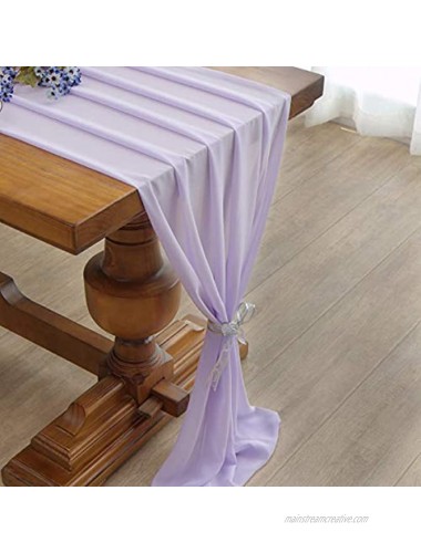Landress 10FT Chiffon Table Runner 29 W x 120 L Sheer Smooth Rustic Boho Wedding Arch for Wedding Decorations Lilac 1 Piece