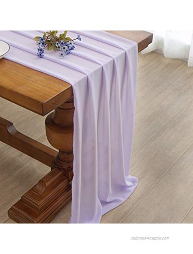 Landress 10FT Chiffon Table Runner 29 W x 120 L Sheer Smooth Rustic Boho Wedding Arch for Wedding Decorations Lilac 1 Piece