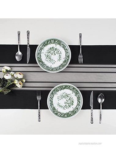 Lavien Home Table Runner 72 inches Long Stylish Durable Machine Washable Modern Transparent Patterned Striped Table Runners for Home and Dining Decoration or Dresser Scarf Black