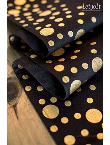 Letjolt Black and Gold Table Runners Halloween Table Runner Birthday Party Table Decorations Wedding Bridal Shower Decor Birthday Party Cotton Fabric 12x72 Inches