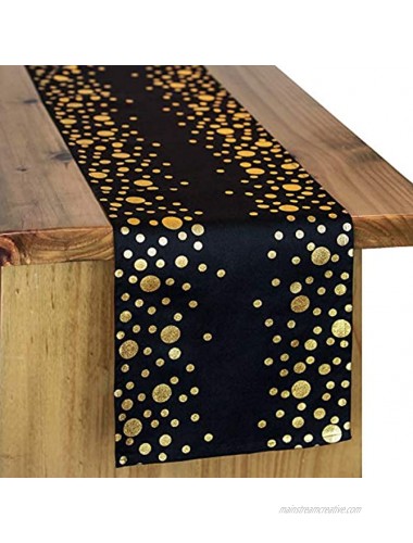 Letjolt Black and Gold Table Runners Halloween Table Runner Birthday Party Table Decorations Wedding Bridal Shower Decor Birthday Party Cotton Fabric 12x72 Inches