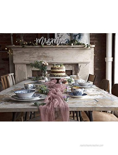 LS Designs Rustic Cotton Gauze Cheesecloth Table Runner 36 inch x 180 inches 3 ft x 15 ft Open Edge Non-seared Wedding Bridal Shower Baby Shower Wedding Drapery Table Runner Dusty Rose