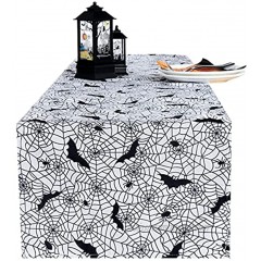 LUSHVIDA Halloween Table Runner Washable Wrinkle Resistant Table Runner for Party Decorations and Scary Movie Nights 14x70 inches