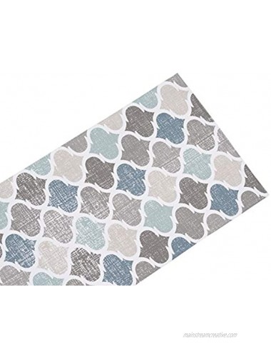 Moroccan Table Runner-Cotton linen-Small 36 inche Geometric Quatrefoil Lattice Dresser Scarves,Kitchen Coffee Dining Farmhouse Tablerunner for Home Living Room,Holiday Dinner Scarf Décor,Blue Grey