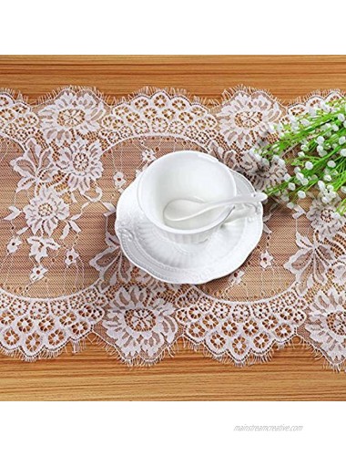 OurWarm 120in x 14in Vintage Wedding Lace Overlay Table Runner White Floral Lace Table Runners Chair Sash for Rustic Chic Boho Wedding Table Decor Baby & Bridal Shower Party Decor