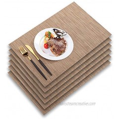 Placemat for Dining Table Set of 6 Washable Easy to Clean Place Mats for Kitchen Dark Beige