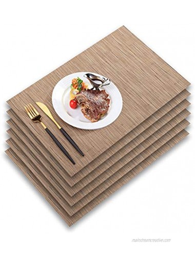 Placemat for Dining Table Set of 6 Washable Easy to Clean Place Mats for Kitchen Dark Beige