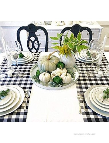 QueenDream 2 Packs Buffalo Check Table Runners 13x84 Inch Black and White Plaid Table Runner for Farmhouse Thanksgiving Christmas Parties Decorations