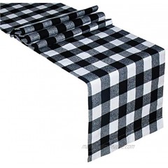 Senneny Buffalo Check Table Runner Cotton Buffalo Plaid Classic Stylish Design for Family Dinner Christmas Holiday Birthday Party Table Home Decoration Black and White 14 x 72 Inch