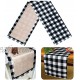 Senneny Buffalo Plaid Table Runner Reversible Burlap & Cotton Table Runner Farmhouse Buffalo Check Table Runner for Christmas Holiday Birthday Party Home Decoration Black and White 14 x 72 Inch