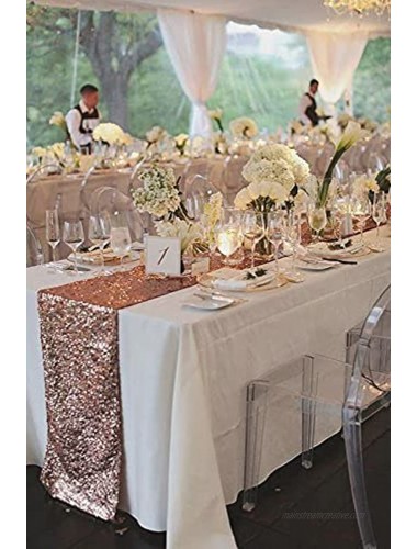 Sequin Table Runners ROSE GOLD- 12 X 108 Inch Glitter ROSE GOLD Table Runner-ROSE GOLD Party Supplies Fabric Decorations For Holiday Christmas Gift Wedding Birthday