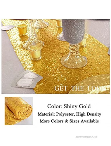 ShinyBeauty 12x72-Inch Rectangle-Gold-Sequin Table Runner- for Wedding Party Decor 12x72-Inch
