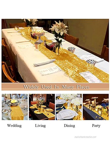 ShinyBeauty 12x72-Inch Rectangle-Gold-Sequin Table Runner- for Wedding Party Decor 12x72-Inch