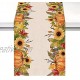 Vohado Pumpkin Sunflower Fall Table Runner Linen Maple Leaves Autumn Kitchen Dining Home Farmhouse Holiday Party Decorations