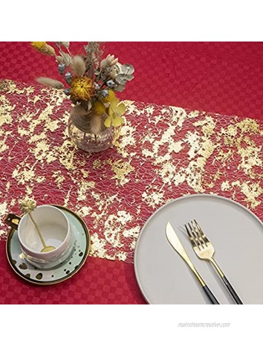 WELTRXE Gold Table Runner Glitter Metallic Gold Thin Mesh Table Runner Roll 11 Inch x 16 Feet Event Party Supplies Fabric Table Decorations for Wedding Bridal Shower Baby Shower Birthday Party