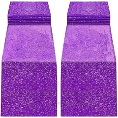 yuboo Purple Table Runners 2 Pack Glitter Sequin 12''x108'' Table Cloth Party Supplies for Birthday  Graduation Wedding Mardi Gras Party  Bridal  Baby Shower Christmas
