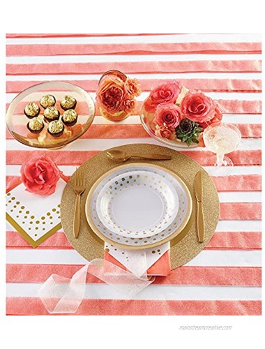 8-Count Glitz Round Placemats with Glitter Border Gold