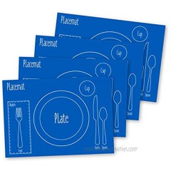 AllSpice Kids Table Setting Placemats 4-Pack Montessori Style Silicone Blue