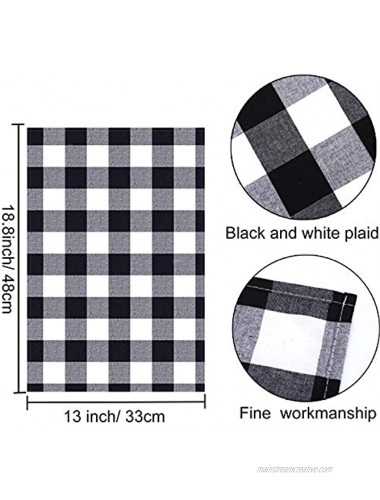 Aneco 6 Pack Buffalo Plaid Placemats Place Mats 13 x 19 Inches Checkered Double Layer Placemats Decorative Kitchen Cotton Table Placemats Black and White