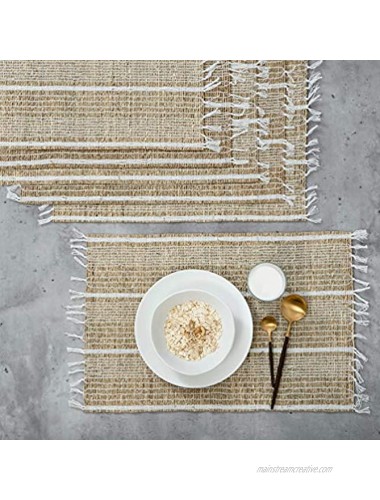 Artera Woven Placemats Set of 6 Natural Wicker Placemats Seagrass Straw Braided Placemats Heat Resistant Non-Slip Weave Placemats Handmade Style 2