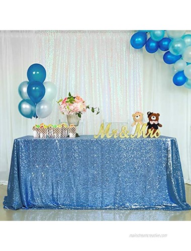 B-COOL Sequin Tablecloth 60x102inch Baby Blue Rectangle Shimmer Durable Wedding Party Restaurant Bridal Shower Everyday Use