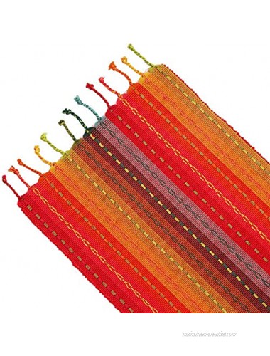COTTON CRAFT Salsa Stripe Placemat Set of 4 Premium Cotton Halloween Harvest Autumn Fall Thanksgiving Holiday Christmas Xmas Dining Celebration Festive Party Table Setting 13x19 Red Rust Multi