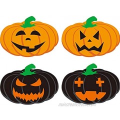 Creahaus Halloween Pumpkin Placemats Set of 4 Double-Sided Printed Pumpkin Table Place mats for Halloween Decoration Dinner Party Tableware Decor