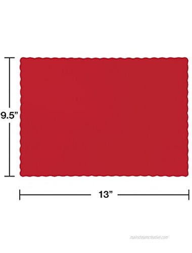 Creative Converting Paper Scalloped Edges Placemats 9.45 x 13.25 Classic Red
