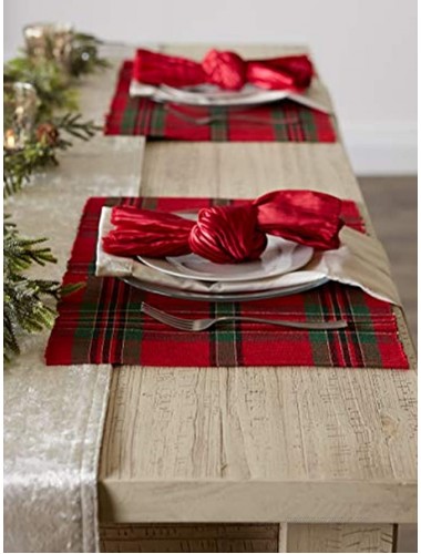 DII Holiday Collection Christmas Plaid Placemat Set Xmas Plaid