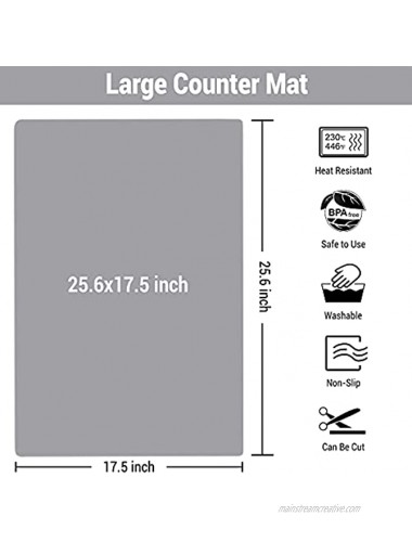 Ewen 25.6x17.5 Inches Large Silicone Mat Kitchen Countertop Protector 2MM Thick Heat Resistant Counter Mat for Air Fryer Toaster Oven Wood Marble Table Glass Top Stove Protection Placemat Mist