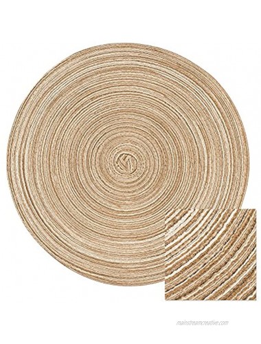 famibay Round Placemats Round Braided Place Mats for Dining Table Heat Insulation Table Mats for Kitchen 15 inchesKhaki,Set of 6