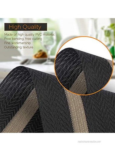 FYY Placemats Placemats for Dining Table Anti-Skid Heat-Resistant Washable PVC Table Mats Durable Stain Resistant Woven Vinyl Kitchen Table Mats Set of 6 Black