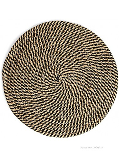Indoor Outdoor Round Jute Placemats for Dining Table 13 Inches 4 Pack