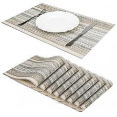 Jujin Placemats Set of 8 Non-Slip Washable PVC Heat Resistant Table Mats for Dining Table Beige