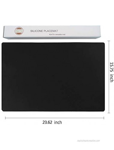 KimTin 23.62 by 15.75 Extra Large Mulitpurpose Silicone Placemat,Countertop Protector Kitchen Counter Mat Table Mat Heat Resistant Washable Non Slip mat Black…