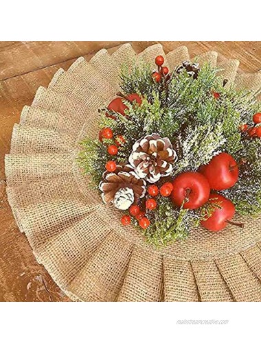 LuckyShe Boho Round Placemats Farmhouse Natural Burlap Place Mats 15 Diameter Rustic Home Decor for Dining Table,Ruffled 2,Set of 6