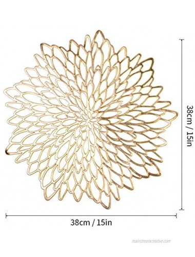 MLADEN Hibiscus Placemats Set of 8 Round Place Mats,Wedding Dining Table Mats Kitchen Decor Gold