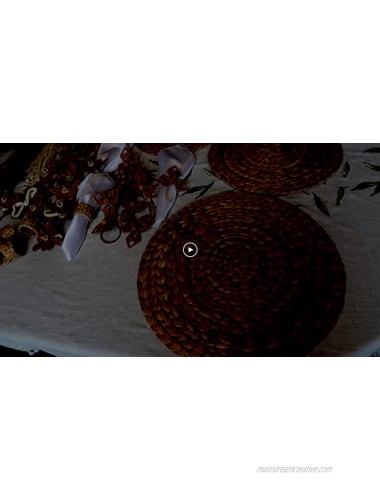 NACOLIFE 13.4 Woven Round Placemats for Dining Table Set of 6 -Extra Napkin Rings Seagrass Wicker Chargers