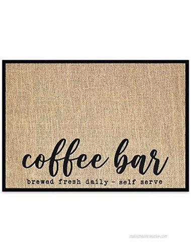 New Mungo Coffee Bar Mat Coffee Bar Decor for Coffee Station Coffee Bar Accessories for Coffee Decor Brewed Fresh Daily Self Serve Coffee Mat Burlap Placemat with Fabric Backing 20”x14”