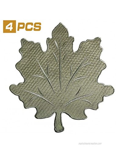 Owenie 4PCS Thanksgiving Placemats for Dining Table Embroidered Maple Leaf Place mats for Fall Machine Washable Set of 4 Sage Green