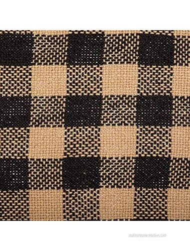 Pine Valley Quilts VHC Brands Burlap Black Check Placemat Fringed Set of 6 12x18 Country Rustic Kitchen Tabletop Design Black and Tan
