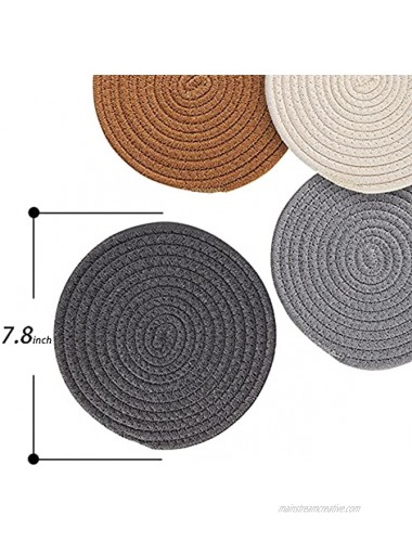 Placemats for Dining Table Set of 4 Round Woven Table Mats Cotton Heat Resistant Place Mats Fabric Cloth Coasters 4 Colors …