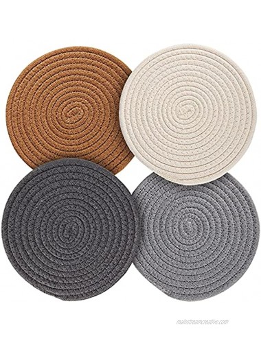 Placemats for Dining Table Set of 4 Round Woven Table Mats Cotton Heat Resistant Place Mats Fabric Cloth Coasters 4 Colors …
