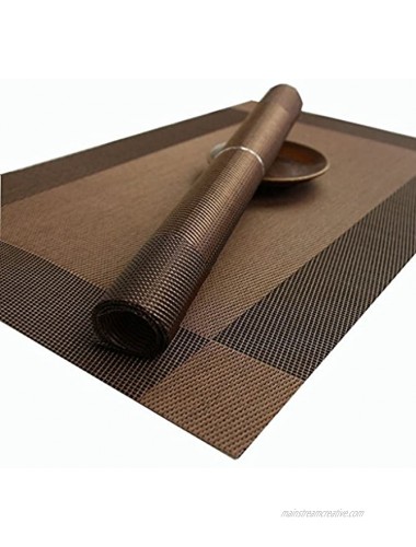 Placemats for Dining Table Set of 8 Table Mats Washable Placemats | Elegant Brown Place Mats | Table Placemats to Protect Furniture From Dust Food | Modern Dining Mat & Placemats of size 12 x 18