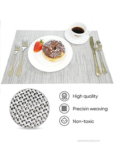 Placemats Placemats for Dining Table Gray Table Mats Set of 6 Easy to Clean Wipeable Washable Modern Outdoor Placemats for Dining Kitchen Table Indoor Valentine's Decorations