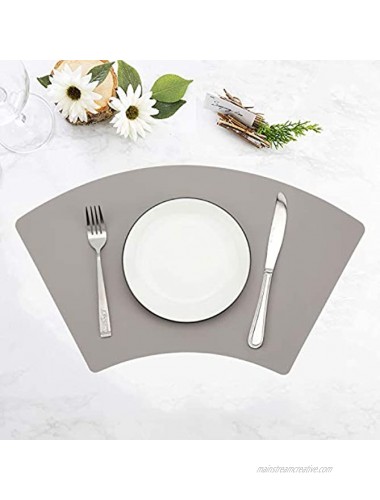 Placemats Set of 4 for Round Dining Table HAIPUSEN Faux Leather Place Mats for Kitchen Home Decor Waterproof Oilproof Heat Resistant Non-Slip Washable Insulation Light Gray&Blue