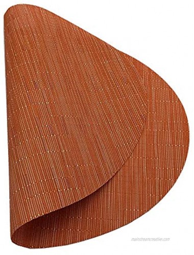 Placemats,Red-A Imitation Bamboo Oval Woven Vinyl Heat Resistant Placemats Washable Table Mats for Kitchen Table Set of 6,Orange