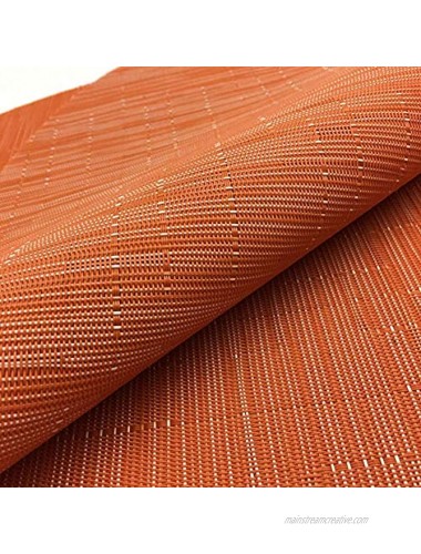 Placemats,Red-A Imitation Bamboo Oval Woven Vinyl Heat Resistant Placemats Washable Table Mats for Kitchen Table Set of 6,Orange