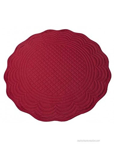 Red Cotton Quilted 15 Reversible Round Placemat for Table Heat-Resistant Pack of 4