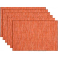 SHACOS Placemats Set of 6 Woven Vinyl Place Mats for Dining Table Indoor Outdoor Table Mats Wipe Clean 6 Orange